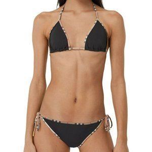 Brand new with tags Burberry Vintage Check trim bikini set Black Size M